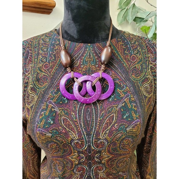 Vintage Joan Sparks for Daniel Barrett Paisley Wool Midi Dress Small - Picture 2 of 15